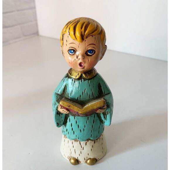 Vintage Chalkware Choir Boy Figurines Set of 2 Children Figurines Christmas Sing - Picture 7 of 8